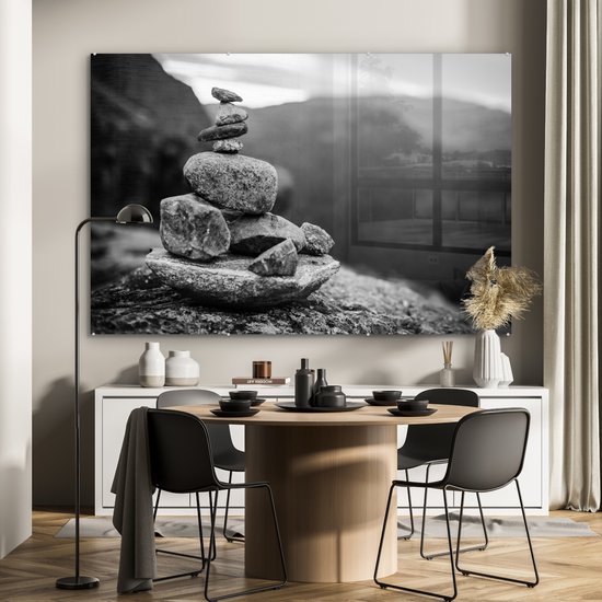 MuchoWow® Peinture sur verre 180x120 cm - Peinture sur verre - Pierres d'équilibrage en Norvège - Photo sur verre acrylique - Peintures