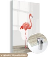 MuchoWow® Glasschilderij 120x180 cm - Schilderij acrylglas - Flamingo - Roze - Vogel - Meisjes - Jongens - Kind - Foto op glas - Schilderijen