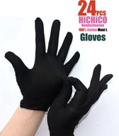 24 Stuks katoenen Handschoen – 24PCS Black Gloves 12 Pairs Soft 100% Cotton Gloves Coin Jewelry Silver Inspection Gloves Stretchable Lining Glove - Handschoenen Cotton Zwart Maat L