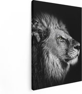 Artaza Canvas Schilderij Leeuw - Leeuwenkop - Zwart Wit - 60x80 - Foto Op Canvas - Canvas Print