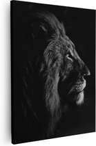 Artaza Canvas Schilderij Leeuw - Leeuwenkop - Zwart Wit - 40x50 - Foto Op Canvas - Canvas Print