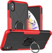 Voor iPhone XS Max Armor Bear schokbestendige pc + TPU-beschermhoes met ringhouder (rood)