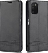 Voor Samsung Galaxy A03s AZNS Magnetische Kalf Textuur Horizontale Flip Lederen Case met Kaartsleuven & Houder & Portemonnee (Zwart)