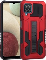 Voor Samsung Galaxy A12 Vanguard Warrior All Inclusive dubbele kleur schokbestendig TPU + pc-beschermhoes met houder (rood)