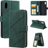 Voor Xiaomi Redmi 9A Skin Feel Business Horizontale Flip PU Lederen Case met Houder & Multi-Card Slots & Portemonnee & Lanyard & Fotolijst (Groen)