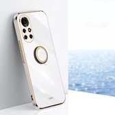 Voor Huawei nova 8 Pro 5G XINLI Rechte 6D Plating Gold Edge TPU Shockproof Case met Ring Houder (Wit)