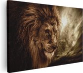 Artaza Canvas Schilderij Leeuw - Leeuwenkop - 120x80 - Groot - Foto Op Canvas - Wanddecoratie Woonkamer