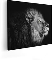 Artaza Canvas Schilderij Leeuw - Leeuwenkop - Zwart Wit - 50x40 - Foto Op Canvas - Canvas Print