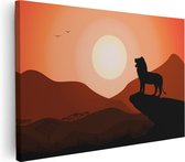 Artaza Canvas Schilderij Lion King - Silhouet Van Een Leeuw - 120x80 - Groot - Foto Op Canvas - Wanddecoratie Woonkamer