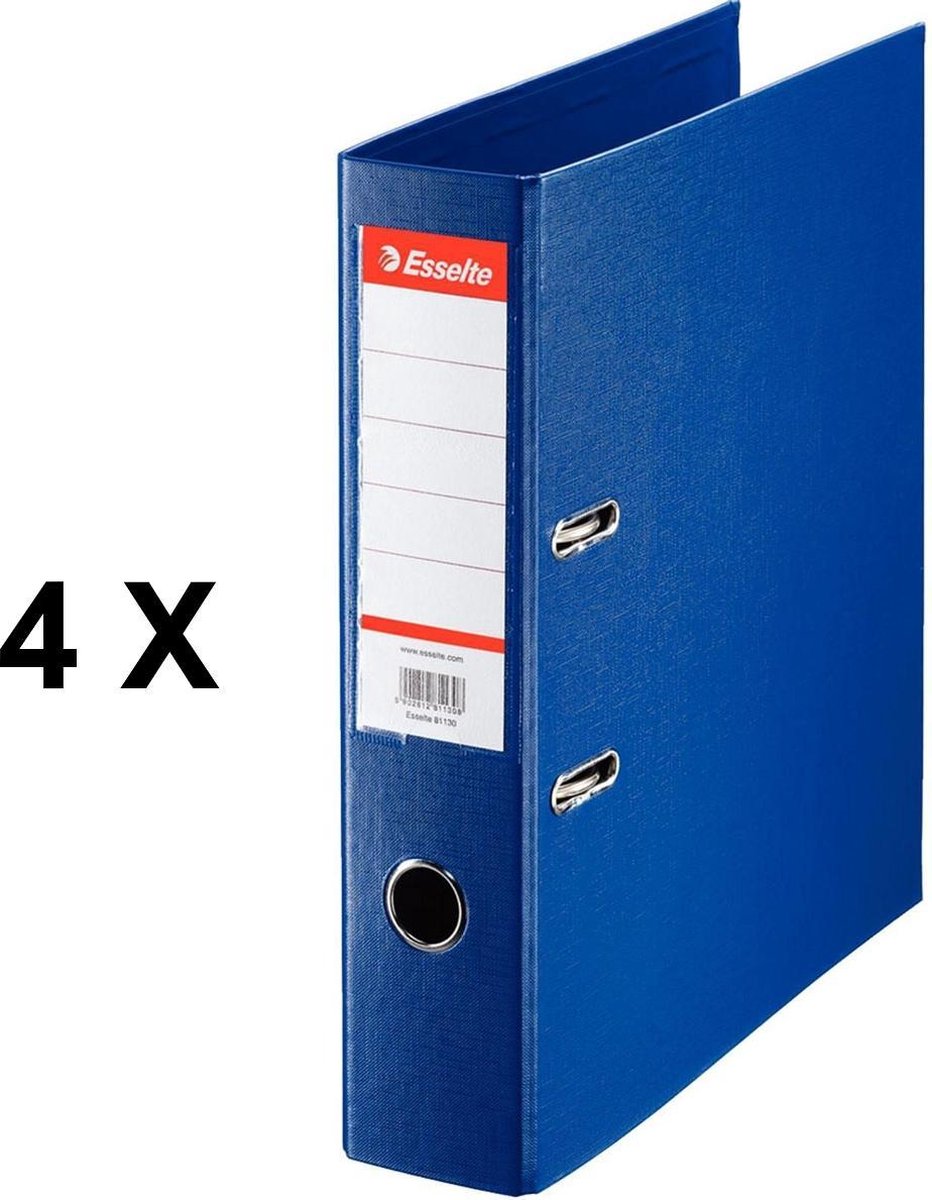 4 x Ordner Esselte Basic - kunststof - rug 75mm – blauw