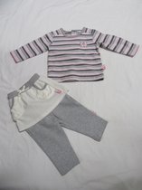dirkje , fille , ensemble de vêtements , jupe t-shirt et leggings , gris / blanc cassé , 56 - 1 mois