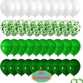 Baloba® 80 stuks Groen, Licht Groen, Wit & Voorgevuld met Papieren Confetti Ballonnen met Lint - Helium Latex Ballonnen