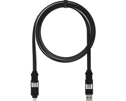 Rolling Square inCharge X Max 6-in-1 Snellaadkabel 1.5m - USB-C, Lightning & Micro-USB Oplaadkabel - Voor iPhone, iPad, Android, Macbook & Laptop - Zwart