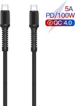 USB-C naar USB-C kabel 100W USB 3.1 Extra Sterk | Voor smartphone, laptop, Macbook en tablet met USB-C-aansluiting — Snelladen tot 5A/20V – 1 meter