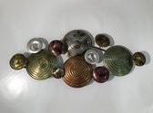 Metalen wanddecoratie – 12 cirkels - 90cm x 41cm x 7cm