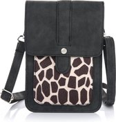 Telefoontasje giraffe print, zwart - Michelle