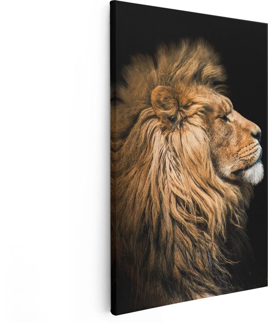 Artaza Canvas Schilderij Leeuw - Leeuwenkop - 40x60 - Poster Foto op Canvas - Canvas Print