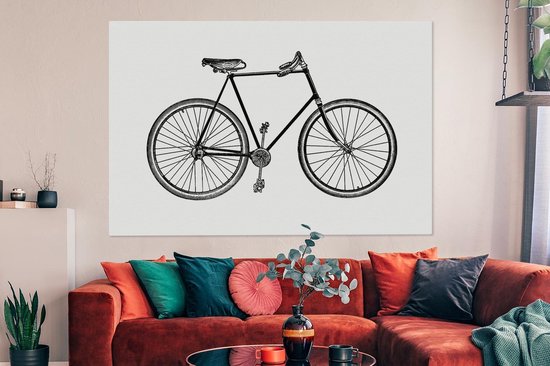 Toile Peinture Vintage - Vélo - Guidon - 150x100 cm - Décoration murale