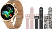 Belesy® Q9 Pro 2022 - Smartwatch Dames – Smartwatch Heren - Horloge - 1.28 inch - Kleurenscherm - Stappenteller - Bloeddruk - Hartslag - 75+ Wijzerplaten – Sporten - Staal – Goud