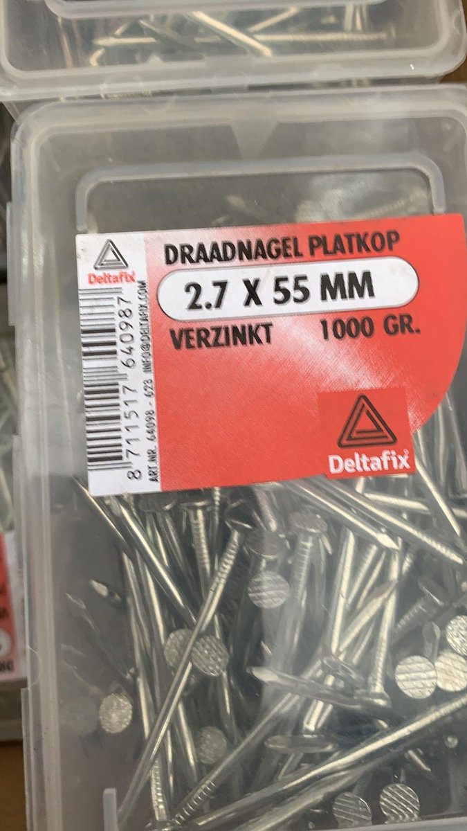 Deltafix draadnagel platkop 2.7x55mm verzinkt 1000gr