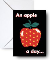 Studio Emo - 2 stuks - An apple a day wenskaart met envelop grappige tekst - Beterschap dokter kaart - A6 kleurrijke print