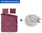 Luxe Dekbedovertrek Eenpersoons - 140x200/220cm - Inclusief 1 Kussensloop - 100% Zacht Polyester - Bordeaux Cos + Wasbaar Microfiber Dekbed - 140x200cm - Wit