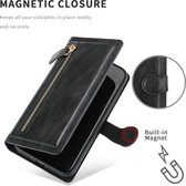Bookcase Geschikt voor: iPhone 12 Mini met ritssluiting - Hoesje Flipcover - Magnetisch - 5 kaarten houder - Zwart