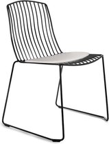 Mobistoxx PAGOR Draadstoel Zwart met zitkussen, metalen indoor en outdoor stoel, modern design, Industrieel metaal met kussen, als eetkamerstoel tot tuinstoel