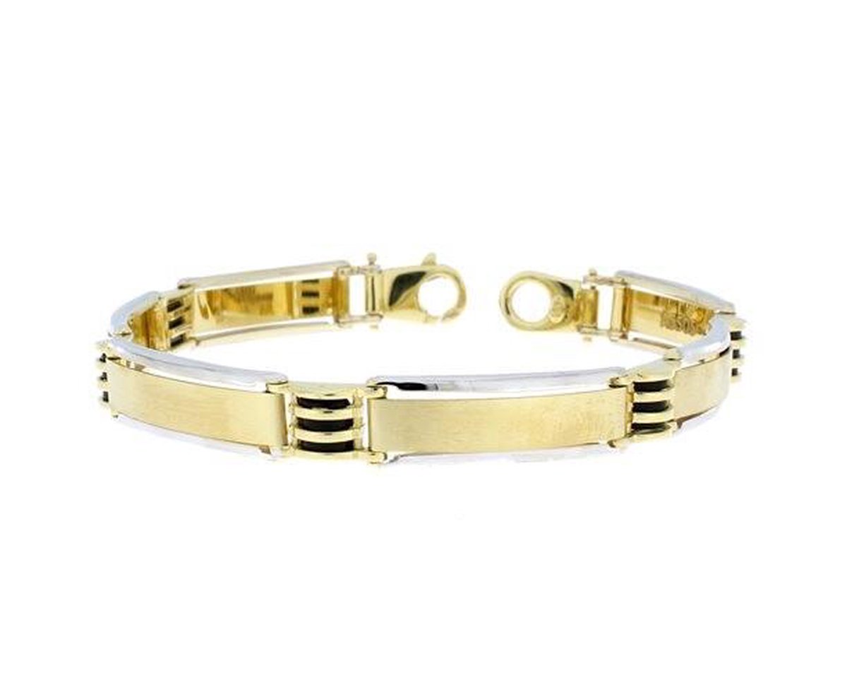 Gouden Heren Armband 22 cm 7.5 mm 14 karaats Onyx | bol.com