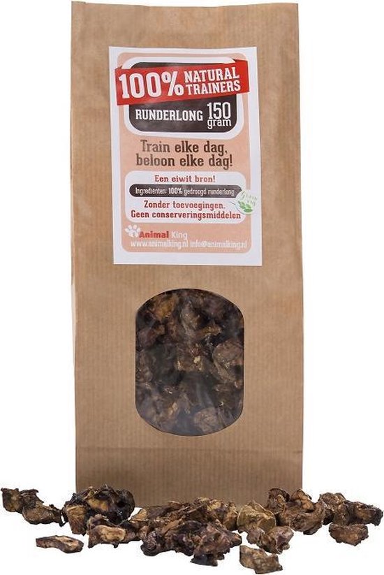 Runderlong trainers - hondensnack -Animal King - 150 gram - 6 stuks
