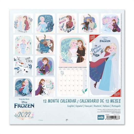 Frozen kalender 2022-Disney-tekenfilm-Anna-Elsa-formaat 30x30cm  bol.com