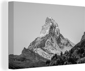 Canvas Schilderij De Matterhorn in Zwitserland bij zonsopkomst - zwart wit - 120x80 cm - Wanddecoratie