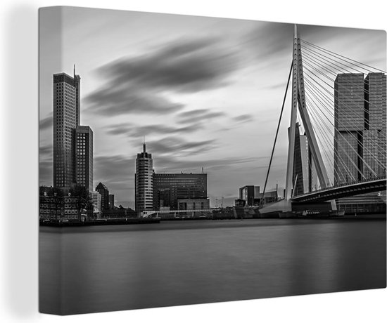 Tableau sur toile La ville néerlandaise de Rotterdam - noir et blanc -  150x100 cm -... | bol.com