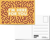 I’m here for you - Ansichtkaart steunende tekst met patroon - Ik denk aan je kaart - A6 Positieve Print - Postcard/card - Studio Emo