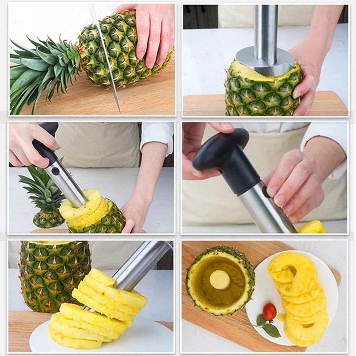 Coupe Ananas,Coupeur D'ananas en Acier Inoxydable,Éplucheur D'ananas Coupes, Ananas Peeler pour la Maison et la Cuisine