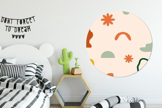 Wandcirkel - Muurcirkel Binnen - Design - Vormen - Kleuren - ⌀ 150 cm - Wanddecoratie - Ronde Schilderijen