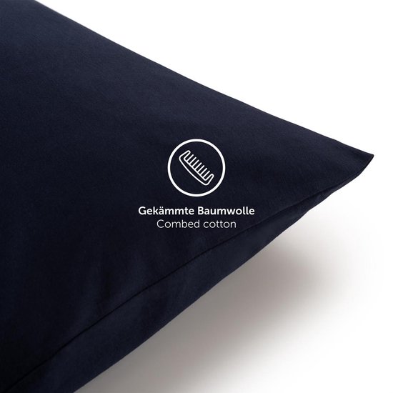 Set - Lot de 2 Taies d'oreiller d'oreiller - Housse de coussin en Premium super doux - 100 % Katoen - 80 x 80 cm - Bleu foncé