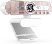 WeTrust - Comb 1080p HD webcam met lensdop, streaming webcamera met autofocus/stereo-microfoon voor computer, Skype, video chat en opname, wit en roségoud