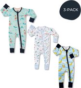 Zipster Jongens 3 stuks - Baby Romper - Zachte bamboe - Met 2-way ritssluiting - Maat 80-86 - Perfect Cadeau