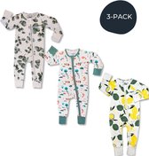 Zipster Unisex 3 stuks - Baby Romper - Zachte bamboe - Met 2-way ritssluiting - Maat 62-68 - Perfect Cadeau