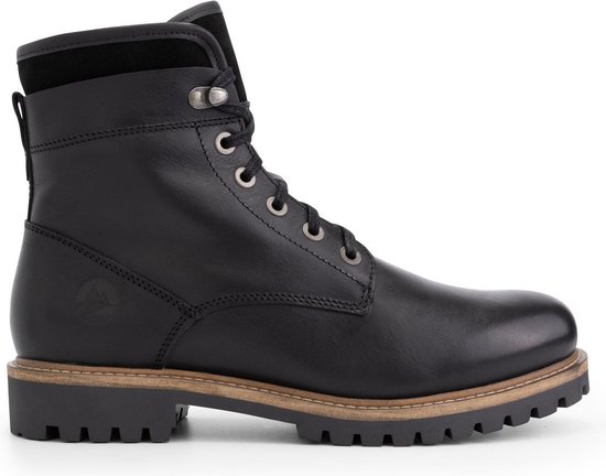 Travelin' Langesund Heren - Leren Veterschoenen - Wol gevoerde boots - Zwart leer - Maat 45