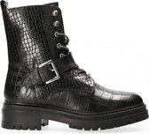 Van Dalen  - Veterboot leer crocoprint - Womens - Black - 42