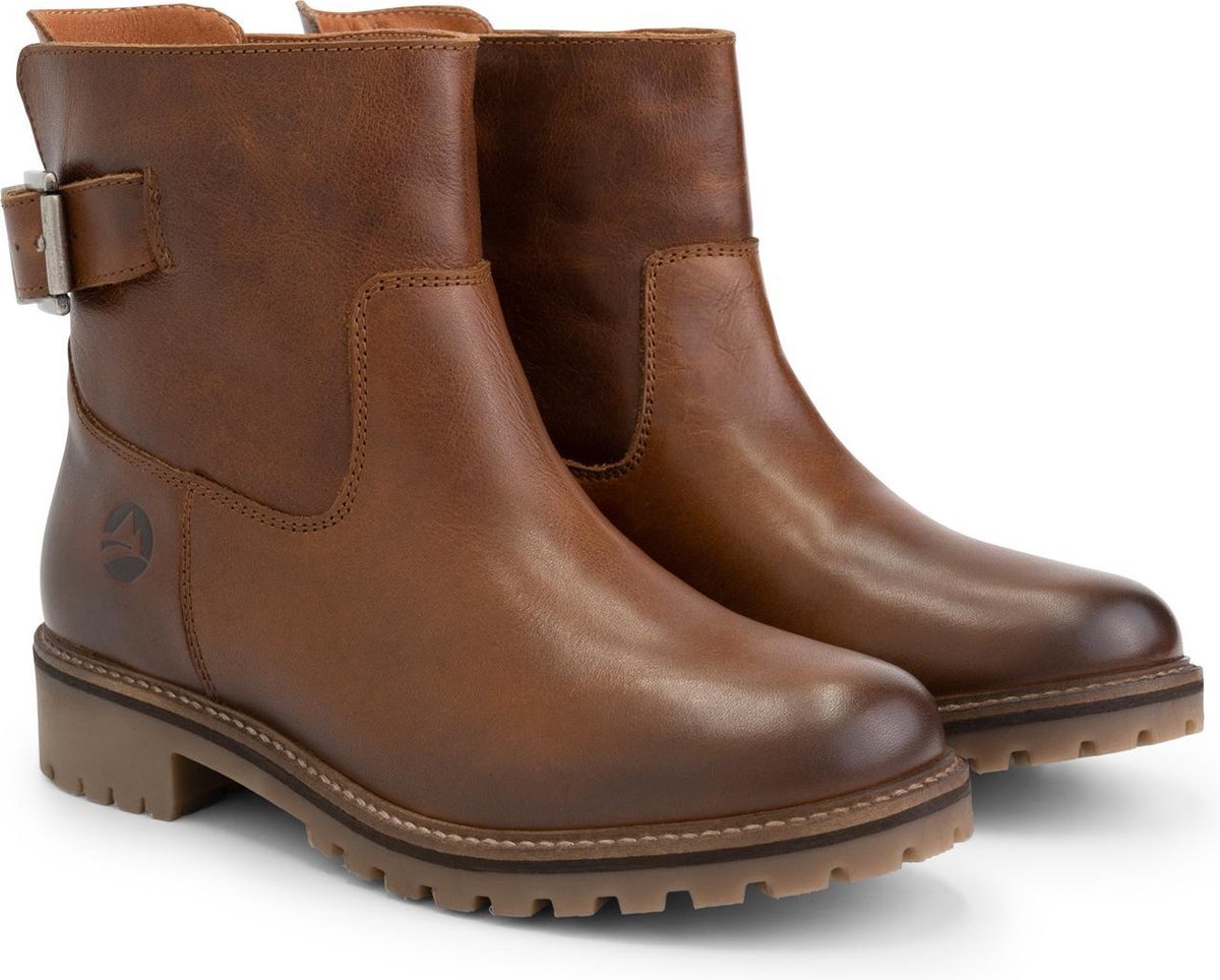 Travelin' Vadfoss Dames Enkellaarzen - Wol gevoerde boots - Cognac Leer -  Maat 38 | bol.com