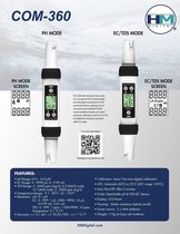 HM Digital EC/pH Combimeter Waterproof COM-360 - EC/TDS/pH - mS/uS/ppm