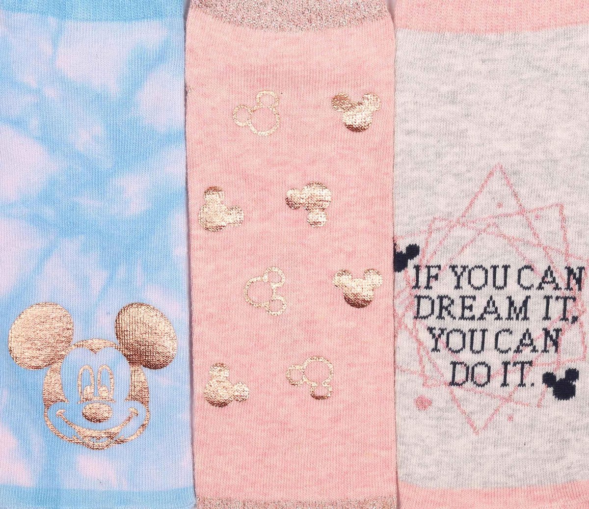 3x damessokken met metallic prints Mickey DISNEY