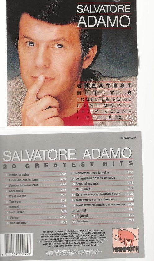 Salvatore Adamo Greatest Hits - 20 nummers op CD | bol
