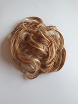 Haarstuk extra dik Messy Bun crunchie knot ombre licht bruin met licht goud blond