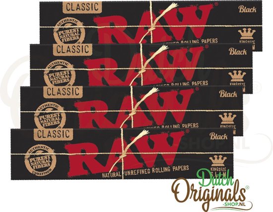 Raw Black King Size Slim Lange Vloei Vloeipapier Rolling Paper Smoking 5 Stuks 6590