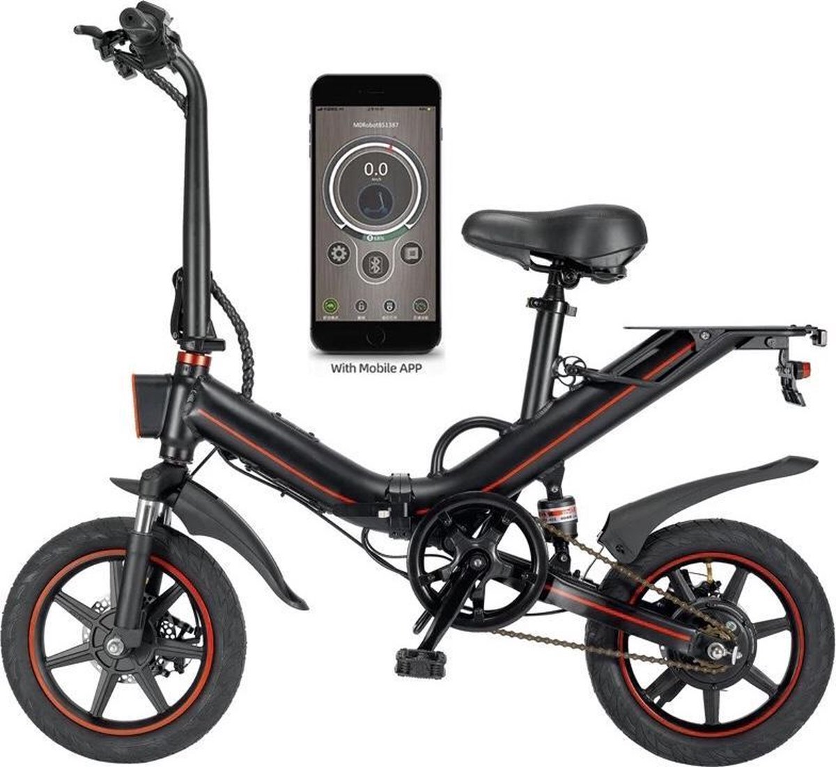 Fast Trax OUXI V5 16 inch Elektrische Fiets E Bike Elektrische Vouwfiets APP IOS Android 500W Motor 15Ah Lithuim ion Batterij Zwart