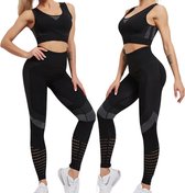 Sportlegging Dames - Yoga Legging - High Waist Legging - Fitness Legging - Yoga Kleding Dames - Yoga Broek Dames - Sportkleding Dames - Sportbroek Dames | Zwart | Maat L